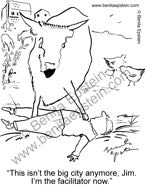 funny business cartoon facilitator bull man farm leadership 1482